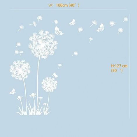 Sticker Muraux Pissenlit Blanc Autocollant Mural Papillon Fleurs Amovible Deco Stickers Chambre Enfant Bébé Salon Decoration (1/4)