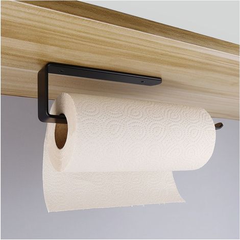 1 Support essuie-tout, aluminium, 29,5 cm, auto-adhésif sans perçage, multifonctionnel pour cuisine et salle de bain (1/5)