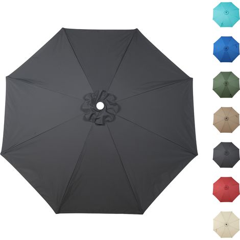 Patio Umbrella Replacement Canopy for 3m 8 Ribs Table Umbrella, Canopy Only-Storm Grey