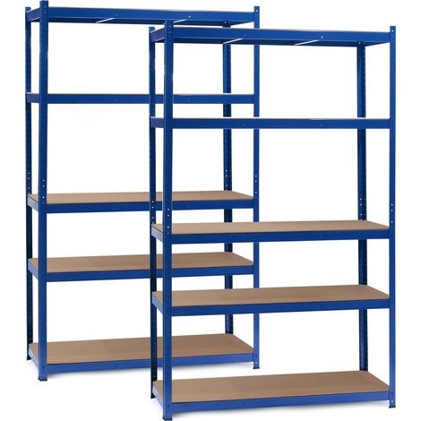 Wiltec Set 2x Scaffali a incastro per carichi pesanti Blu 120x60x204cm 5 ripiani 200kg/piano