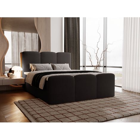 Lit continental Campi avec rangement 140 x 200 double, velours, noir (1/5)