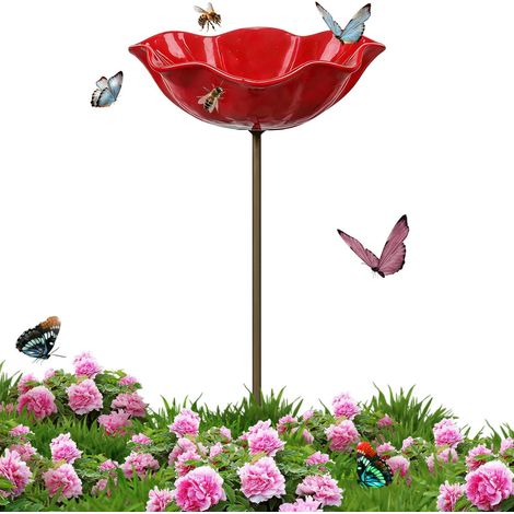 Abreuvoir pour abeilles — Bol d'hydratation extérieur, coupelle en céramique avec support métallique, point d'eau pour la faune du jardin, abreuvoir à insectes (1/5)