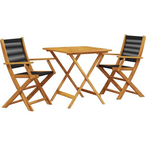 Maison Exclusive - Set da Bistrot 3pz Nero in Polipropilene e Legno Massello