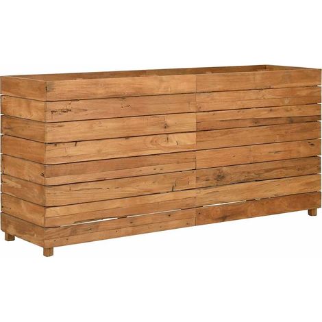 Jardinière Lit surélevé 150x40x72 cm bois de teck recyclé et acier (1/5)