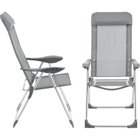 Juego de 2 sillas de jardín Errenteria con reposabrazos y respaldo reclinable gris claro 030009603