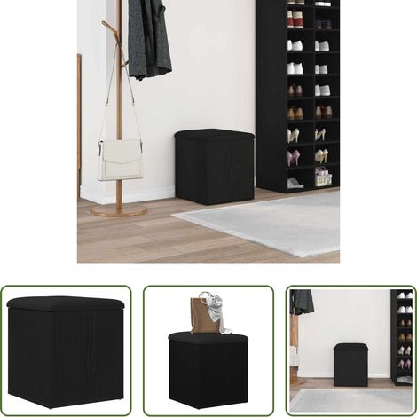 vidaXL Wohnzimmermöbel - Sitzbank mit Stauraum Schwarz Eichen-Optik 42 x 42 x 45 cm (1/5)