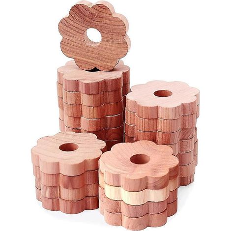 Blocs de cèdre pour le rangement des vêtements, 24 anneaux de cèdre, copeaux de cèdre pour placards et tiroirs, cèdre parfumé pour placards (1/5)