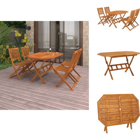 Ensemble à manger de jardin 5 pcs Bois d'acacia solide - Salon De Jardin - Mobilier De Jardin - Table De Jardin - Chaises De Jardin - Acacia (1/5)