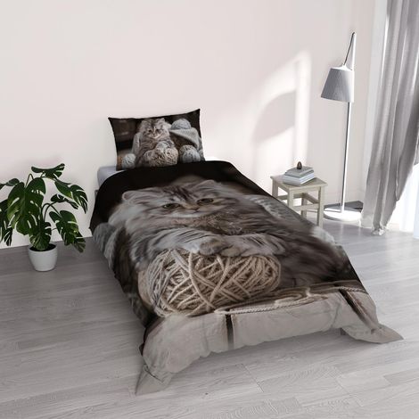 Parure Housse de Couette en Microfibre avec Impression numérique Goodnight, Felix, Simple (1/5)