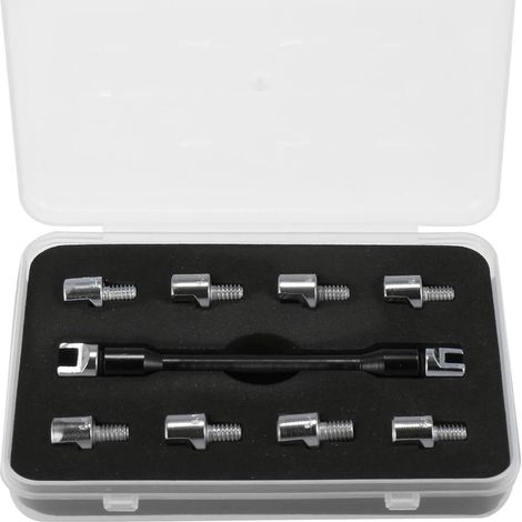 Chiave per raggi per moto, set di chiavi dinamometriche intercambiabili, 10 misure da 5,0 a 6,8 mm, alluminio e ferro, per la riparazione di ruote di moto e biciclette, nero