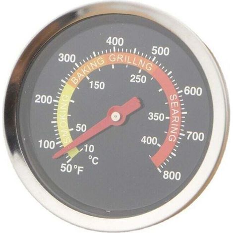 Termómetro de acero inoxidable para barbacoa, ahumador, medidor de temperatura de 10-400°C en acero inoxidable (1/4)