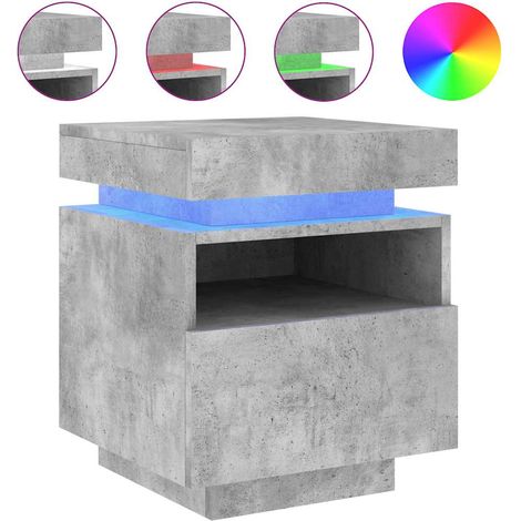 Maison Exclusive - Nachttisch mit LED-Leuchten Betongrau 40x39x48