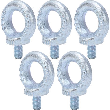 Écrou à œil fileté M10 en acier Q235 zingué blanc, lot de 5 pièces, anneau de levage industriel chromé (1/5)