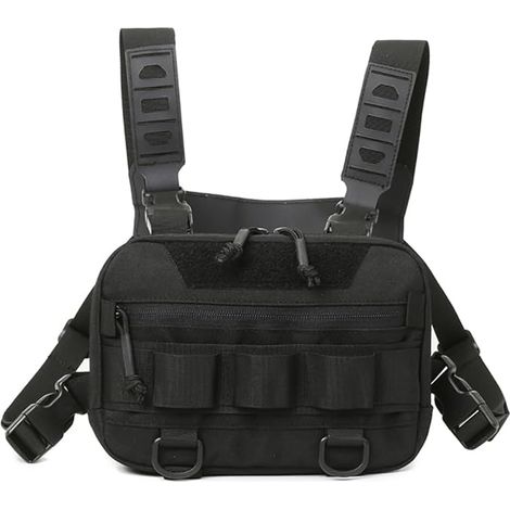 Borsa tattica da petto adatta per uomo, gilet tattico da petto, borsa multiuso da petto, marsupio tattico per walkie-talkie e telefono