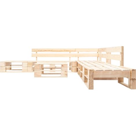 Lot de 6 Canapés de jardin palette, Canapé d'extérieur, Meuble de jardin, Naturel Bois OIB5153E (1/3)
