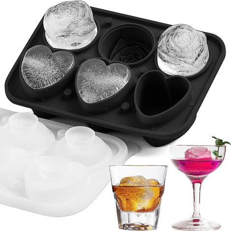 Moule à glace en silicone en forme de cœur et de rose, 6 pièces (1/5)