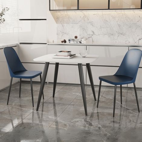 Duo Chair Plastic Seat with Metal Legs (Set of 2) - L53.5 x W46 x H84 cm - Blue/Black - Flat Packed (1/3)