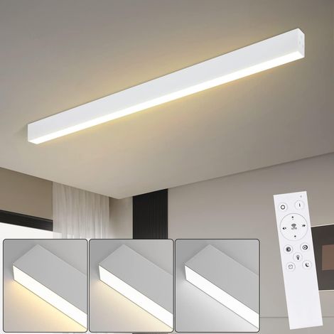 ZMH Plafonnier LED Salon - 58W Moderne Chambre Blanc Plafonnier 100CM Long Lampe de Chambre Dimmable avec Télécommande Lampe de Salon pour Cuisine Bureau Salle à manger
