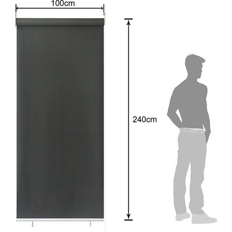 Wolketon Senkrechtmarkise 100 x 240cm Balkonmarkise Sonnenschutz. UV-bestaendige Vertikalmarkise. Windschut und Sichtschutz. aus Metall und Polyester.Anthrazit (1/4)
