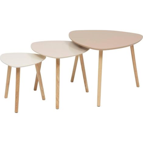 Atmosphera Mileo tavolini beige MDF legno di gomma