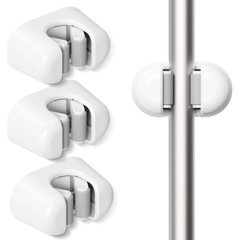 Porte-balai/serpillère - Lot de 4 - Système de suspension pour balais - Support à balais - Autocollant - Porte-outils - Balai - Organisateur de balais (1/5)