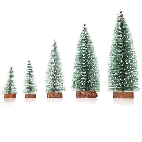Lot de 5 Mini Sapins de Noël en Cèdre Naturel - Petits Sapins de Noël pour Affichage de Table Décoration Festive - Idéaux pour Décoration de Bureau, Table à Manger, Fenêtre et Étagère Pendant la Saiso (1/3)