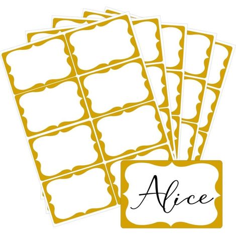 Étiquettes nominatives dorées, 5 x 7,5 cm, bordure dorée, lot de 100. Étiquettes autocollantes pour l'école, le bureau, la maison, (1/5)