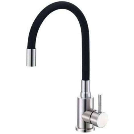Robinet de Cuisine Flexible Noir - Mitigeur à Bec Rotatif 360°, Acier Inoxydable (1/4)