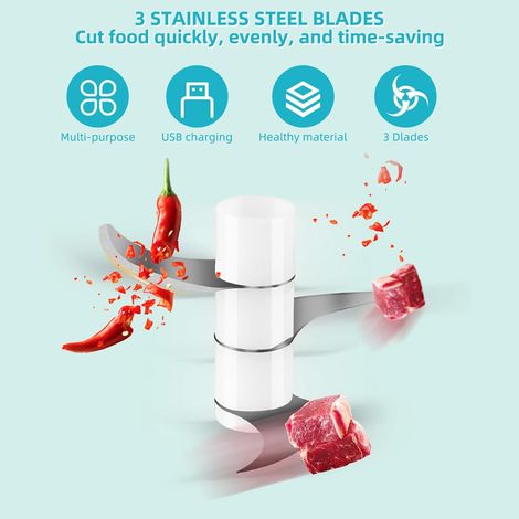 Tritatutto elettrico da cucina, trita cipolle, 250 ml, ricarica USB, senza fili, adatto per cipolle, frutta, noci, carne, aglio (1/4)