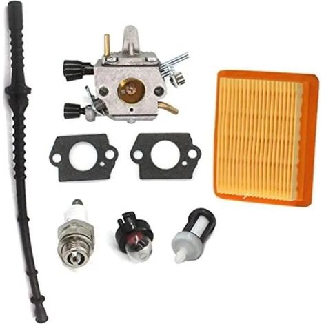 Vergaser mit Luftfilter, Kraftstoffleitung und Zündkerze. Kompatibel mit der Stihl FS120 Motorsense.