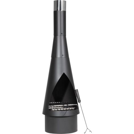 Dellonda DG109 Outdoor Chiminea, Fireplace, Fire Pit, Heater, Durable, Black Steel