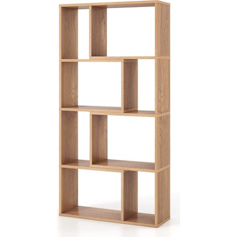 Librería geométrica abierta 60 x 20 x 120 cm almacenamiento seguro diseño moderno con 8 estantes de MDF marrón 200010686