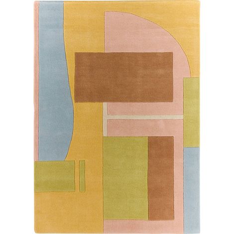 Tapis pastel géométrique fait main en laine et coton - 133 x 190 cm (1/5)