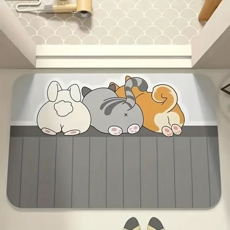 Alfombrilla de tierra de diatomeas con diseño de dibujos animados, elegante, de secado rápido, absorbente, antideslizante, inodora, apta para entradas de baños y cocinas, 40 x 60 cm. (1/5)