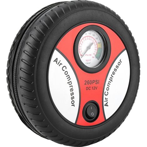 12V tragbarer Luftkompressor mit optischem Manometer für Auto-, Motorrad- und Fahrradreifen (12V)