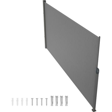 Mophorn Einziehbare Seitenmarkise, 160 x 298 cm Sichtschutz für den Außenbereich, wasserdichter Raumteiler und Windschutz aus 180 g Polyester für Terrasse, Garten, Balkon, Grau