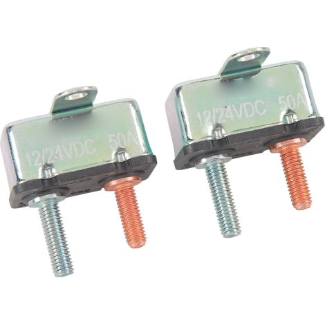 2Pc Disjoncteur Automatique Réarmable 12V 24V 50A en Alliage d'Aluminium pour Voiture et Bateau (1/5)