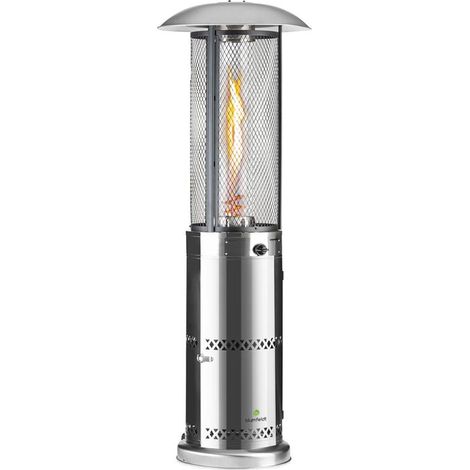 Blumfeldt – Parasol chauffant gaz 11 kW – Allumage électrique – 360° FireView – Design inox antirouille – Roulettes pour mobilité facile