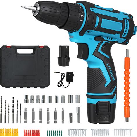 Traderight Cordless Drill Combi Driver Electric Screwdriver Set 2.0Ah Battery