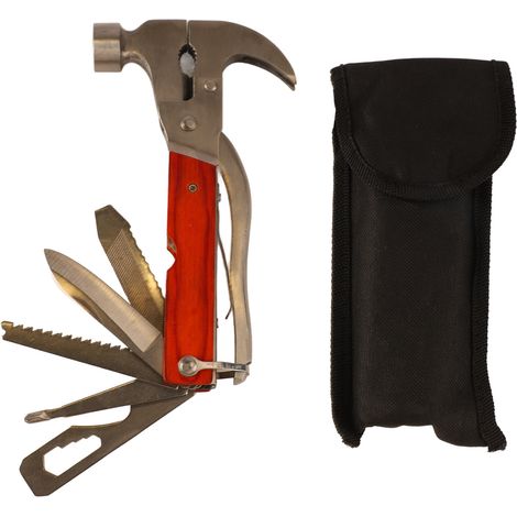Marteau multifonction de poche pliable, arrache-clou, couteau, tournevis, décapsuleur pour réparation d'instruments de musique extérieurs (1/5)