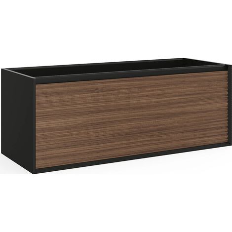 Mobile sotto lavabo sospeso a righe 120 cm Naturale scuro e Nero - BANIVA (1/5)