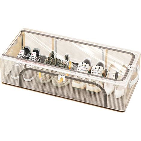 Boîte de rangement de chaussures en PVC-étanche et pliable, boîte de rangement de boîte à chaussures, grand et robuste organisateur de rangement de chaussures transparent, boîtes à chaussures empilabl (1/5)