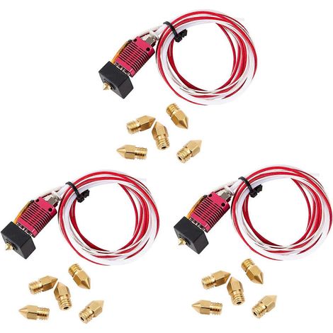 3x 3D-Drucker-Extruder-Kit Mk8 Hot End für Ender 3 Pro mit Aluminium-Heizblock, 1,75 mm, 0,4 mm Düse (1/5)