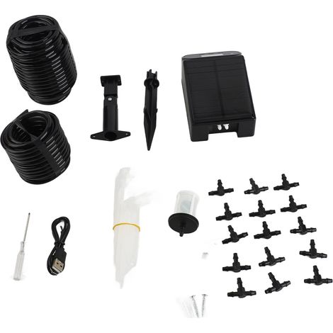 Ortviai Arrosage Automatique Solaire IP65 pour Balcon – Kit Goutte-à-Goutte avec Pompe, Batterie Intégrée 2000 mAh et Panneau 5 V