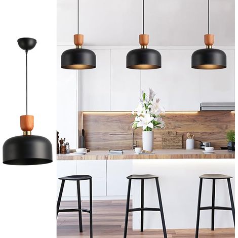Plafonnier nordique métal noir E27 Ø30 cm