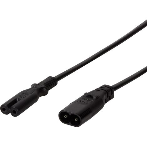 LogiLink Strom Verlängerungskabel [1x Kleingeräte-Stecker C8 - 1x Kleingeräte-Buchse C7] 2.00 m Schw