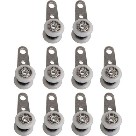 Lot De 10 Roulettes Pour Baies Vitrées Ou Portes Coulissantes - En Métal Et En Plastique - 4,5 X 1,9 Cm