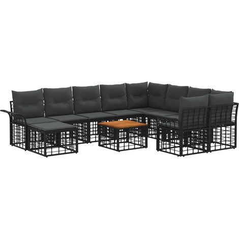 Conjunto de sofás de exterior 11 uds. Negro y Gris oscuro vidaXL (1/5)