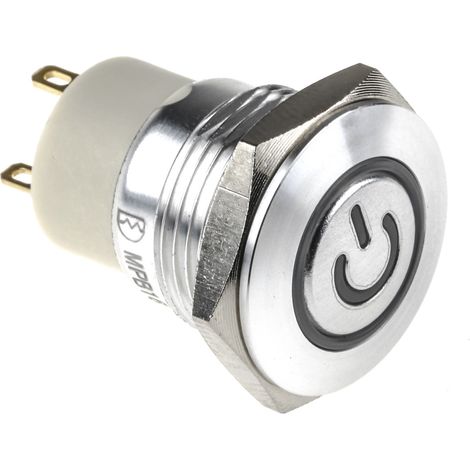 Bouton-poussoir, Verrouillable lumineux, LED Blue, Red, Unipolaire à une direction, 2 A, Montage panneau (1/3)