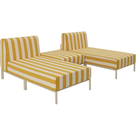 Salon de jardin bas modulable rayé 3 places jaune - Patio (1/5)
